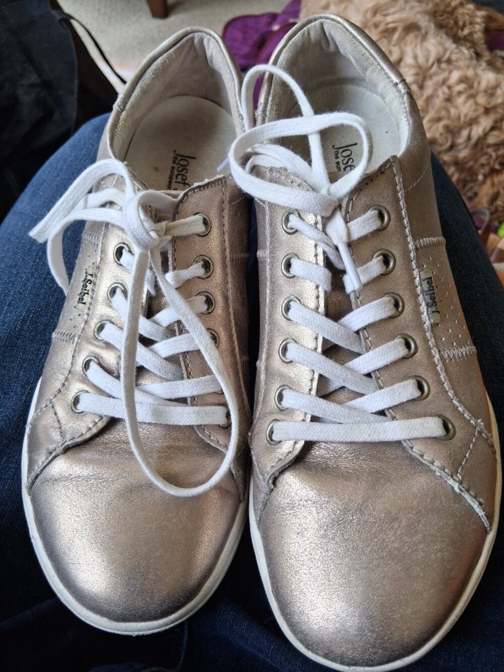Josef Seibel sneakers rose gold leather upper 38 7 - Picture 2 of 5